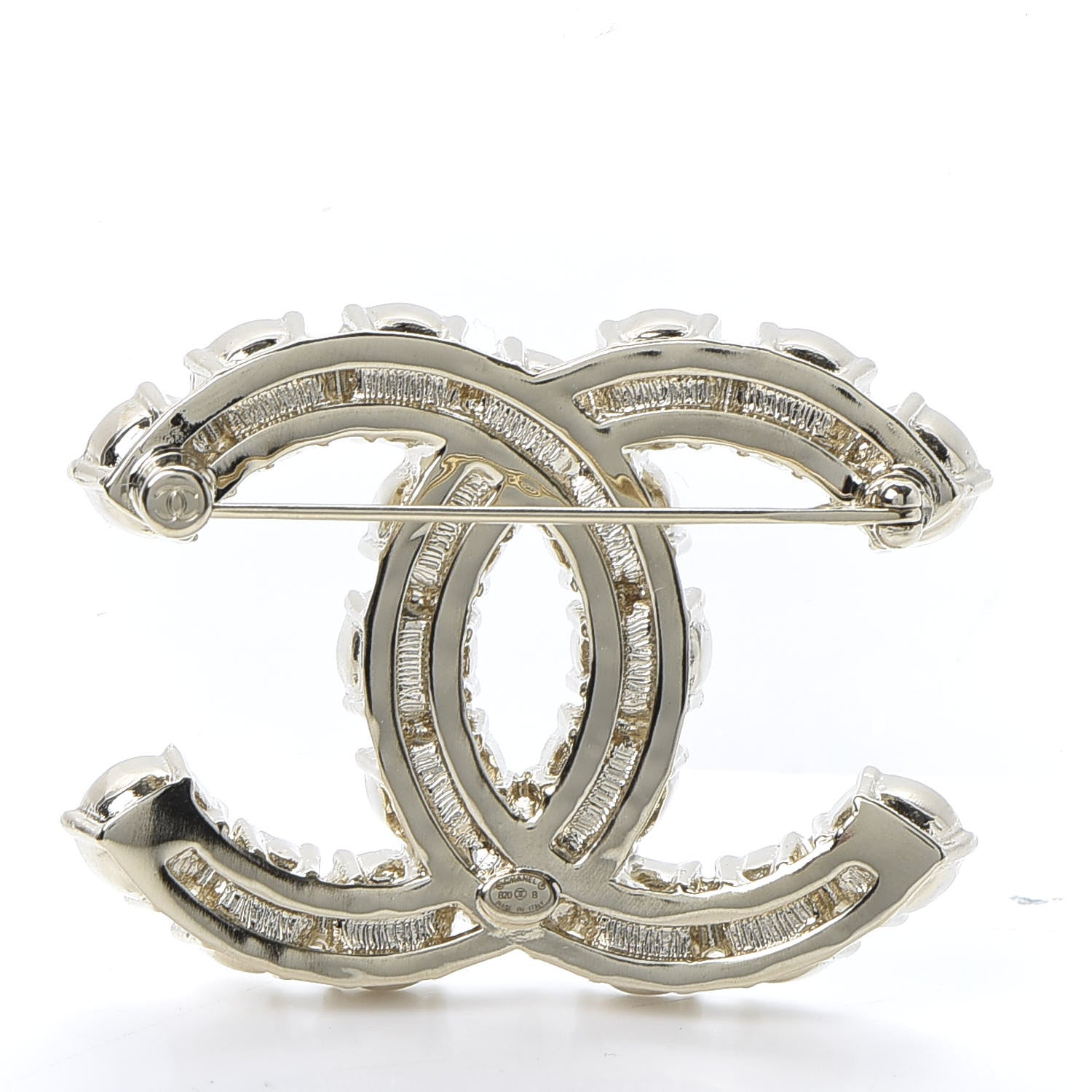 Chanel Crystal Pearl CC Dazzling Domino Brooch Gold 2 of 4