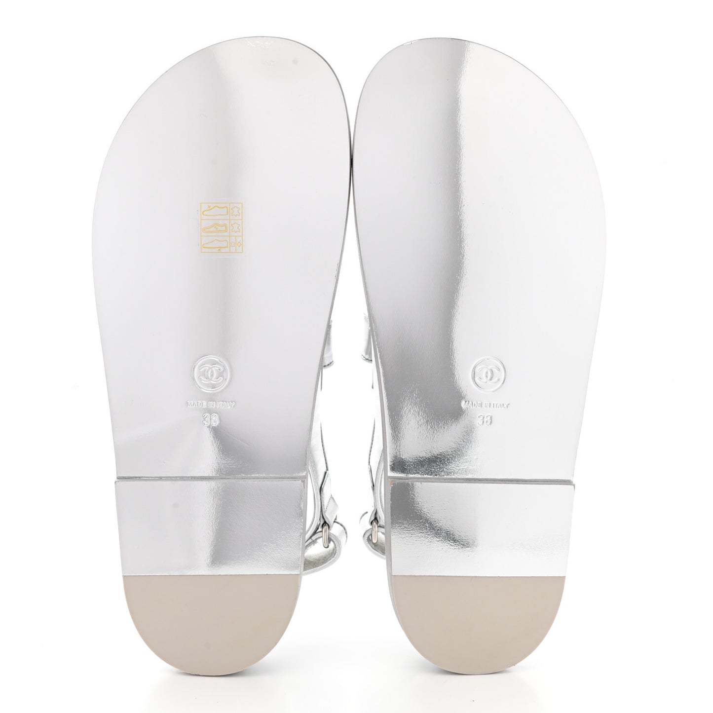 Laminated Calfskin Velcro Dad Sandals 38 Silver