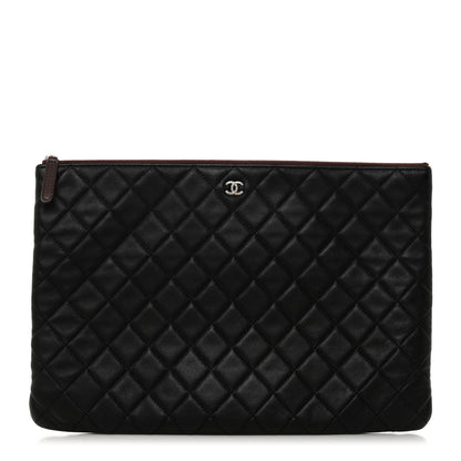 Chanel Lambskin Quilted Large Cosmetic Case Black 1 of 7