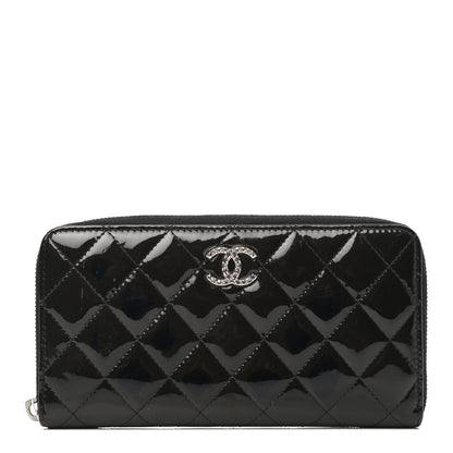 Chanel Patent Quilted Brilliant Zip Around Wallet Black 1 of 9