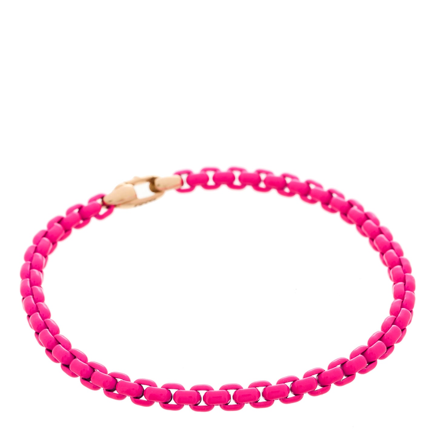 14K Rose Gold Acrylic Bel Aire 4mm Chain Bracelet Hot Pink