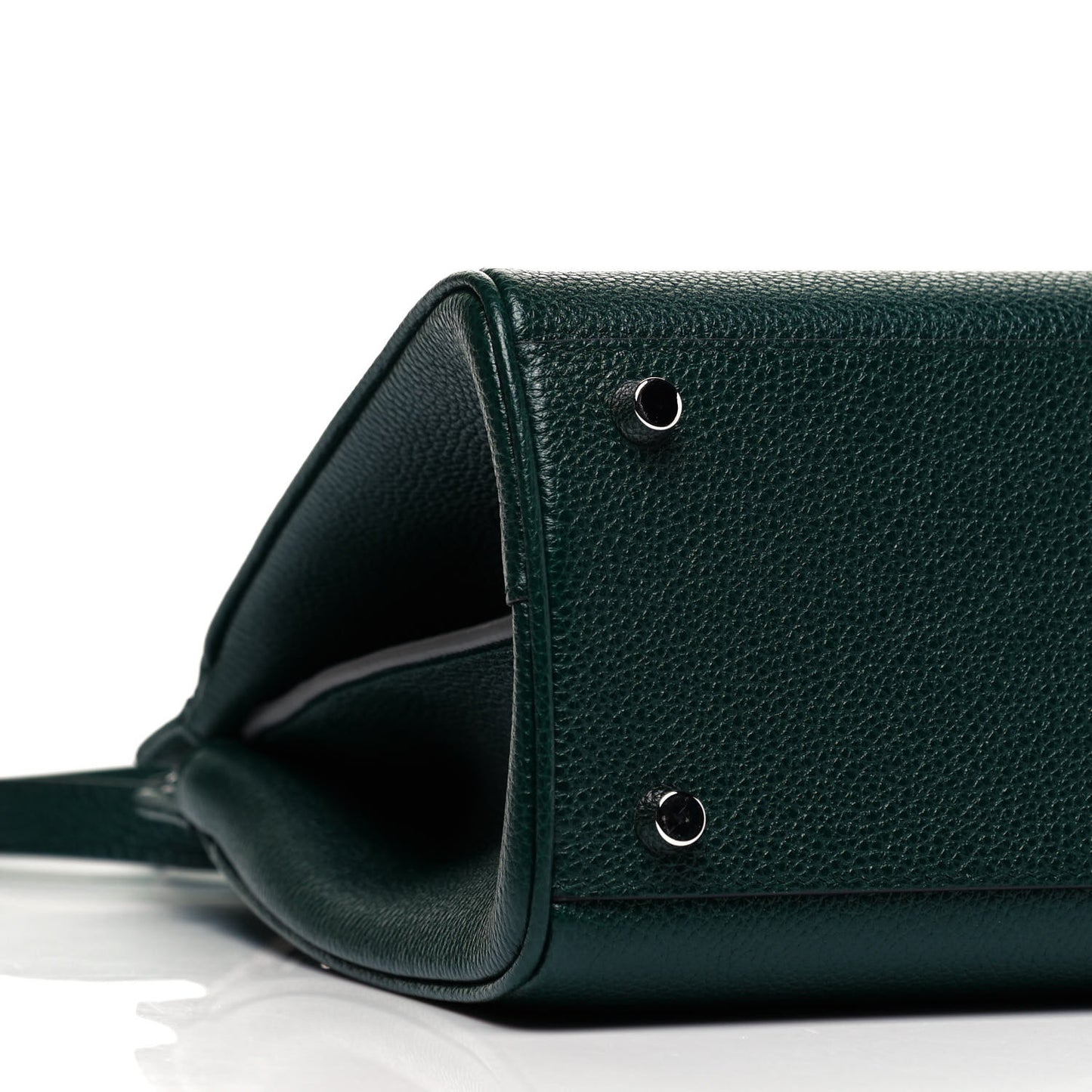Grainy Calfskin Small Zumi Top Handle Bag Vintage Green