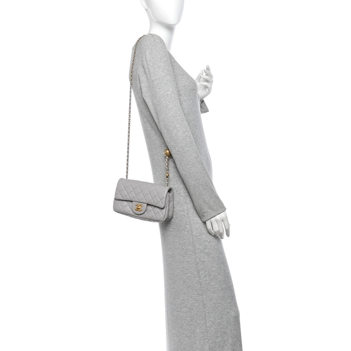 Chanel Lambskin Quilted Mini Rectangular Pearl Crush Flap Grey 2 of 12
