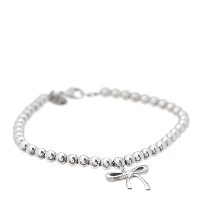 Tiffany Sterling Silver 4mm Bow Bead Bracelet 1 of 7