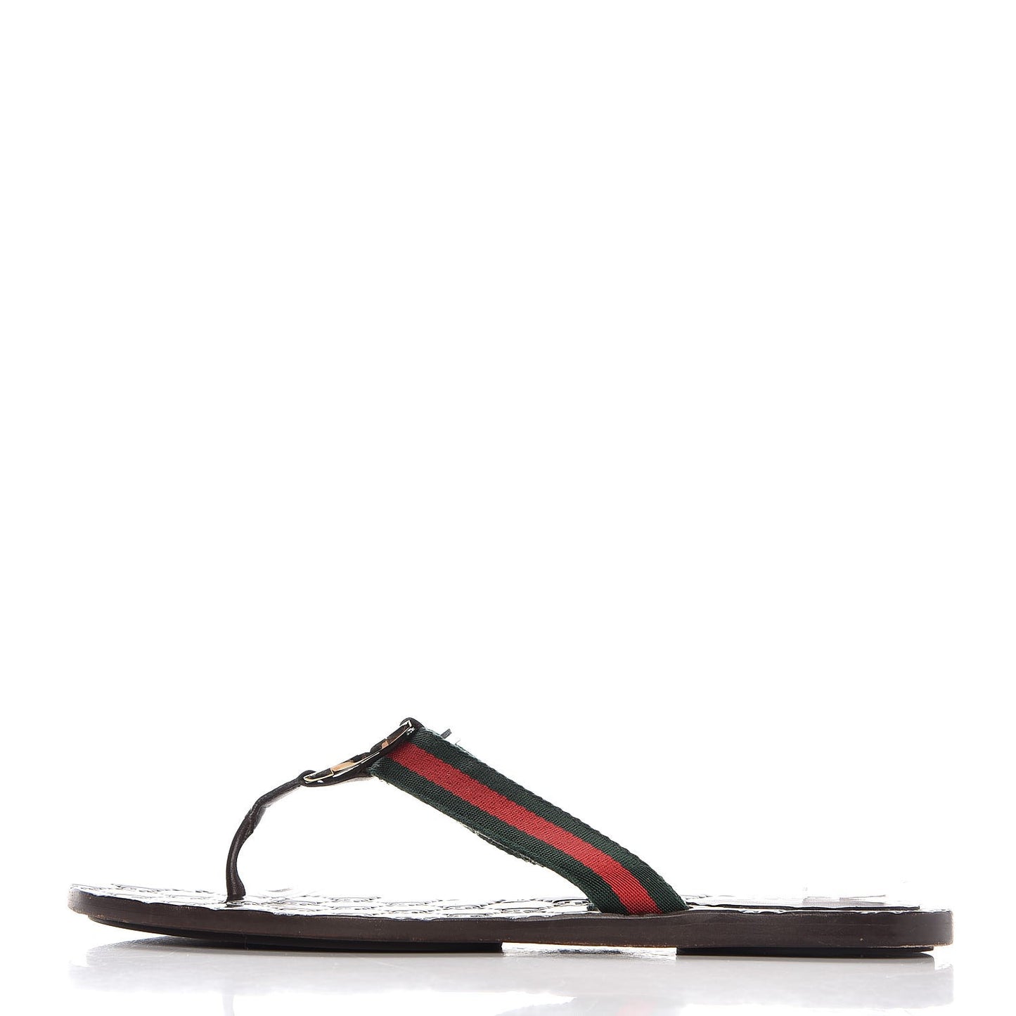 Nylon Guccissima Web Womens Thong Sandals 38.5 Green Red Cocoa