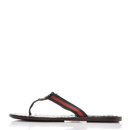 Gucci Nylon Guccissima Web Womens Thong Sandals 38.5 Green Red Cocoa 1 of 9
