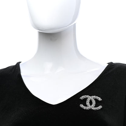 Chanel Crystal Pearl Caviar CC Brooch Silver 2 of 5