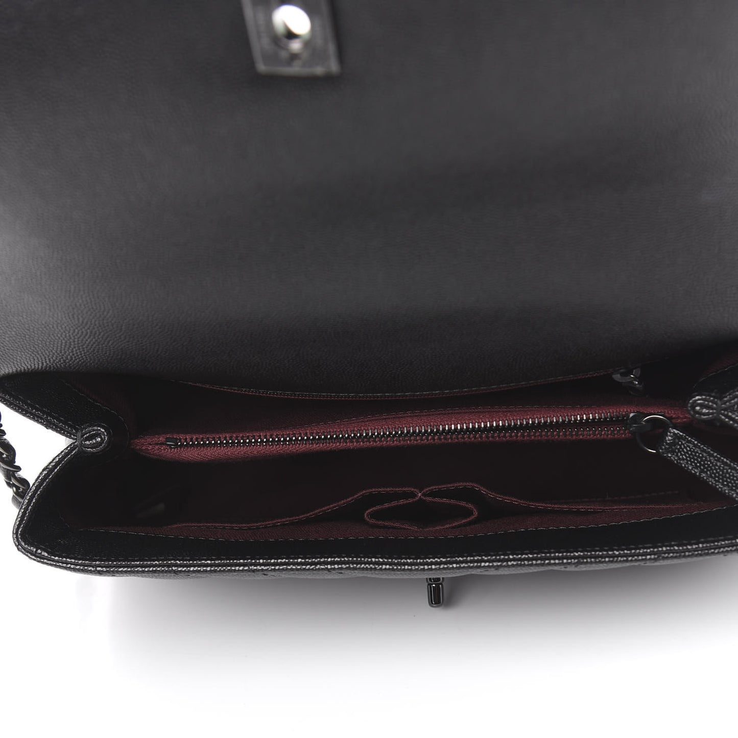 Caviar Chevron Quilted Small Coco Handle Flap So Black
