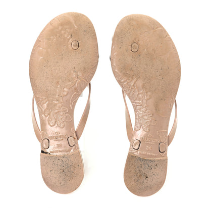 Valentino Garavani PVC Jelly Lace Print Bow Thong Sandals 36 Black Poudre 5 of 8