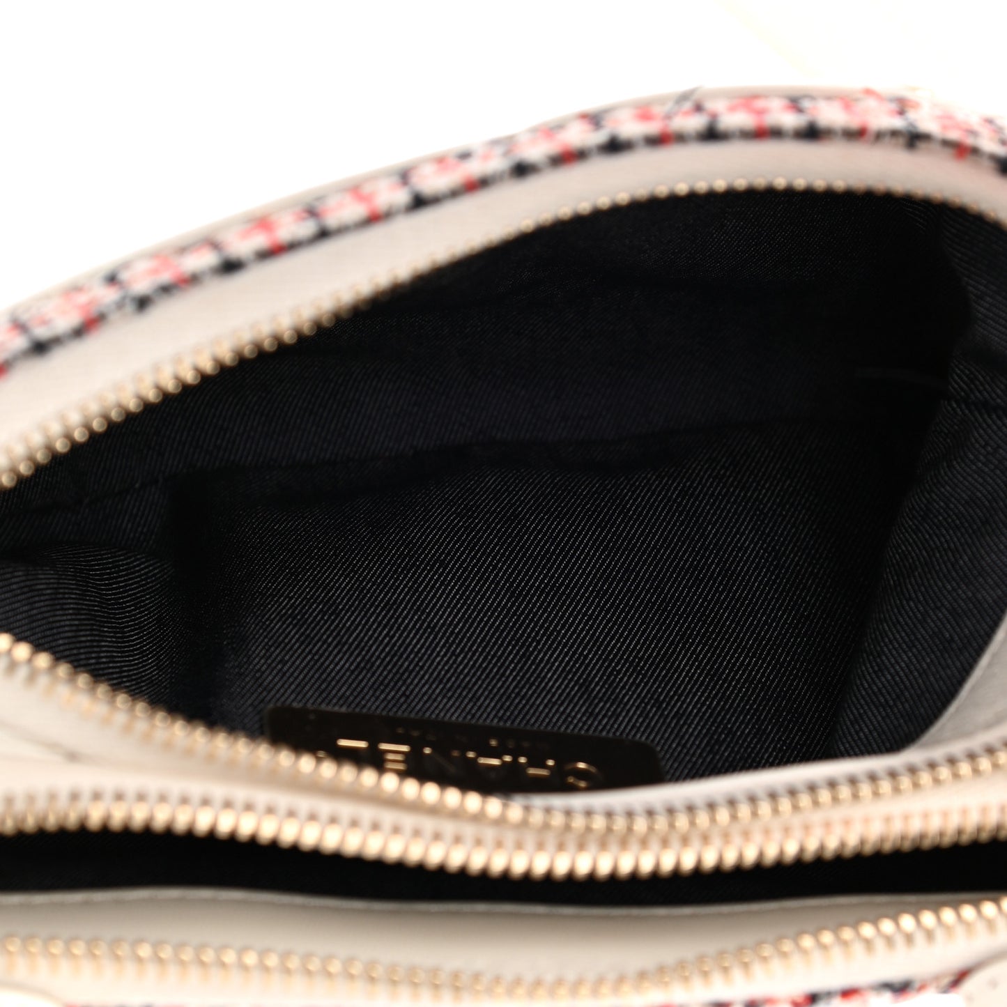 Tweed CC Mania Waist Belt Bag Black Red White