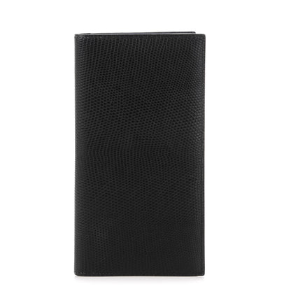 Hermes Lizard Niloticus MC2 Fleming Checkbook Holder Wallet Black 1 of 7