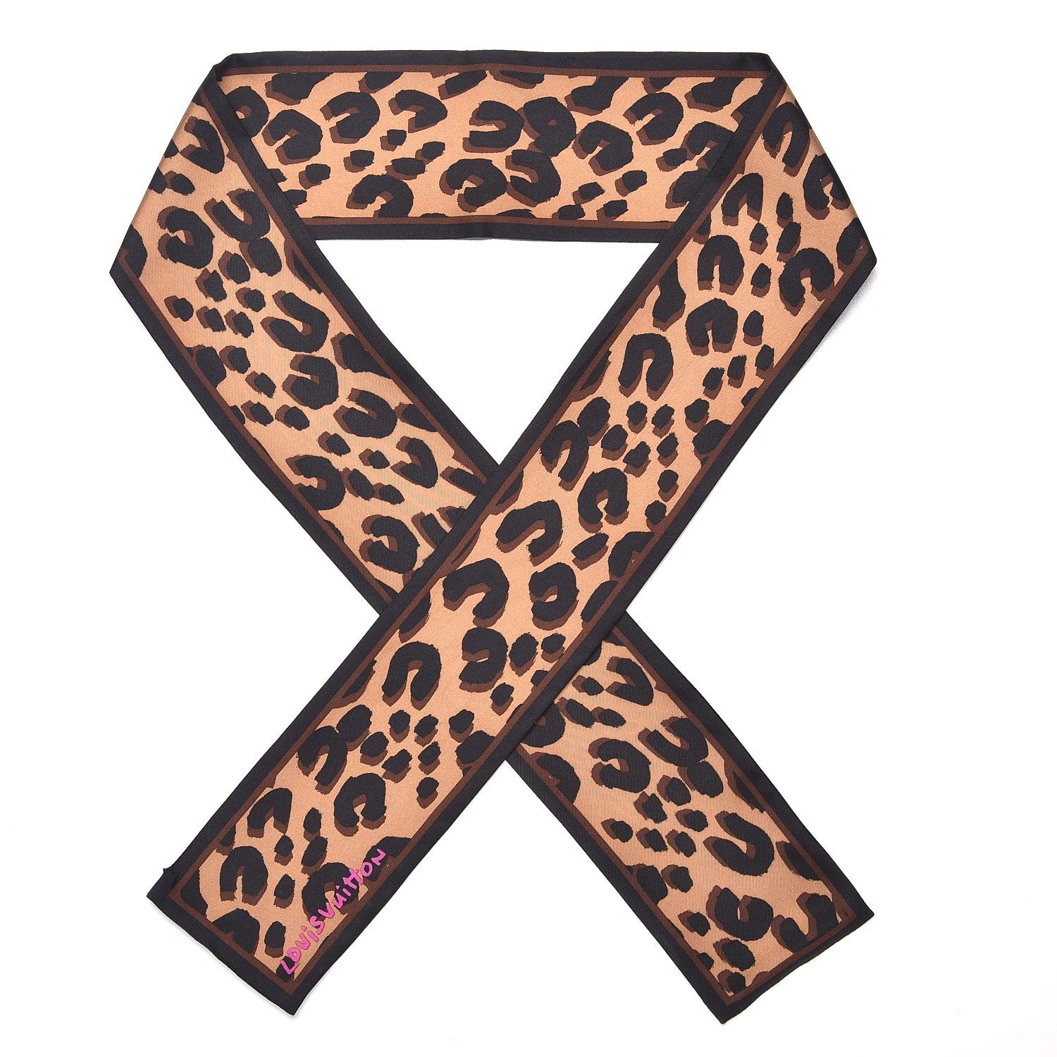 Louis Vuitton Silk Leopard Bandeau Scarf Marron 1 of 5