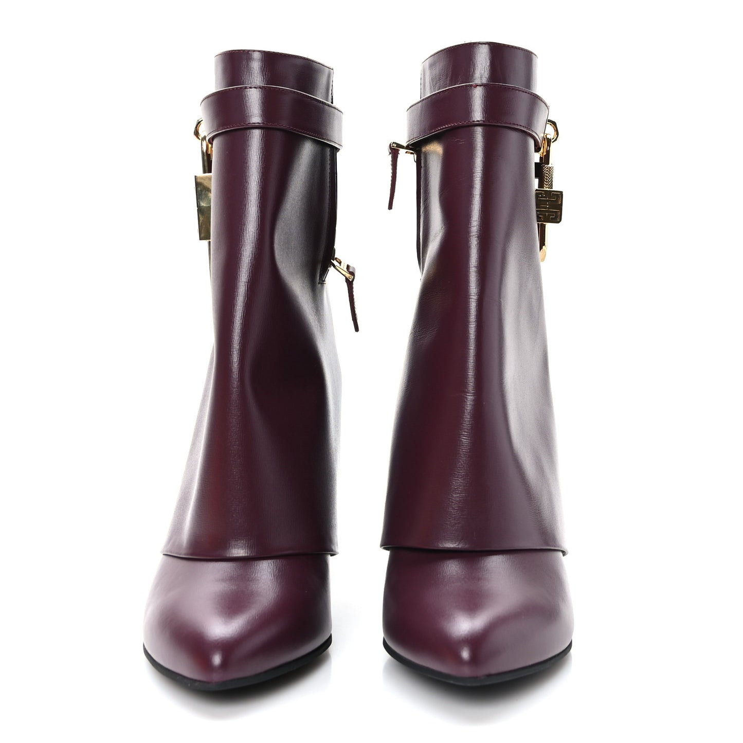 Calfskin Shark Lock Ankle Boots 41 Oxblood Red