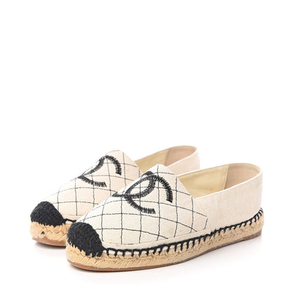 Chanel Fabric Biarritz CC Espadrilles 36 Beige Black 3 of 10