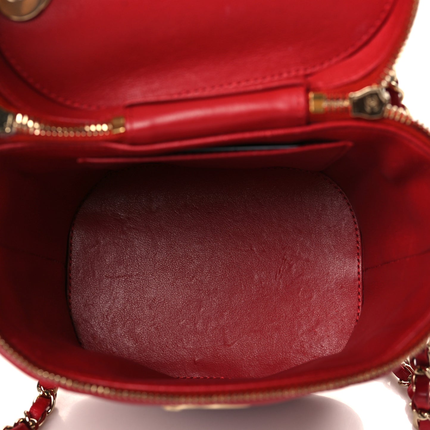 Lambskin Quilted Trendy Vanity Case Red