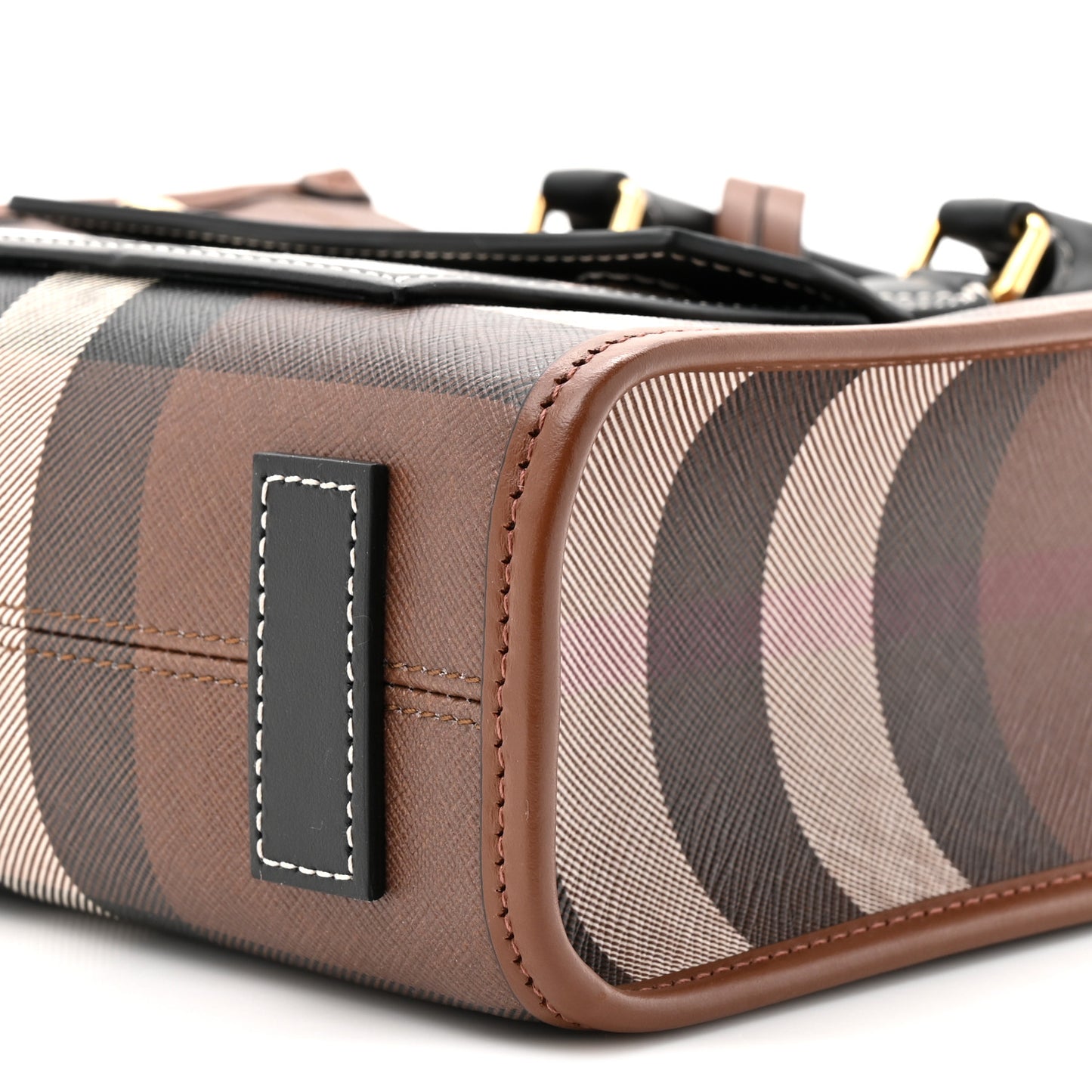 E-Canvas Check Calfskin Mini Freya Tote Dark Birch Brown