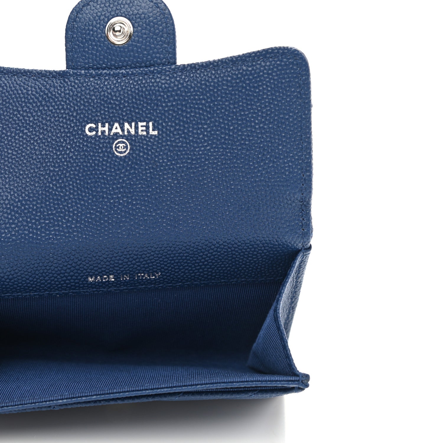 Chanel Caviar Chevron Quilted Flap Card Holder Dark Blue 5 of 9