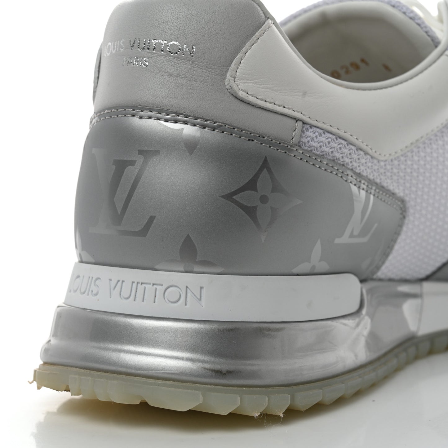 Technical Mesh Metallic Monogram Mens Run Away Sneakers 8 White