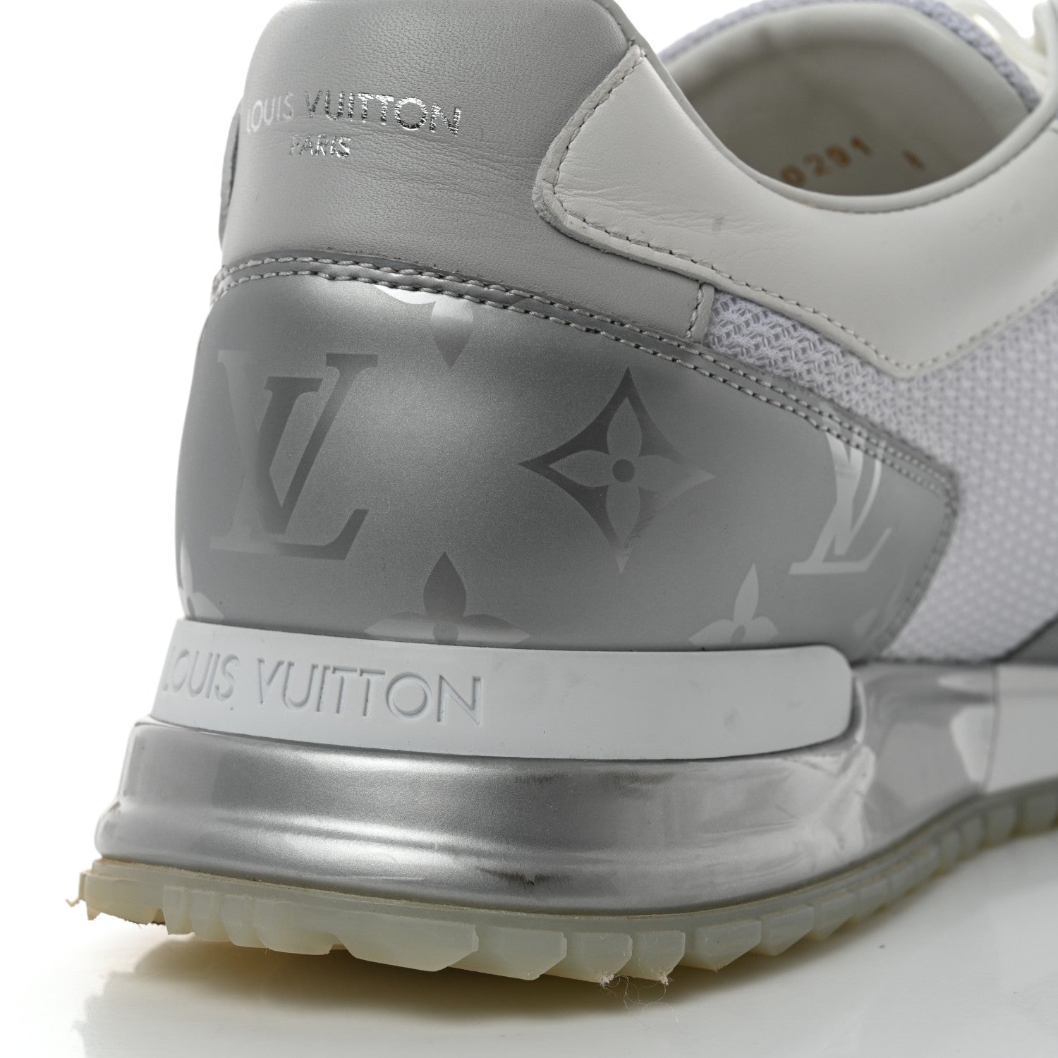 Louis Vuitton Technical Mesh Metallic Monogram Mens Run Away Sneakers 8 White 10 of 12