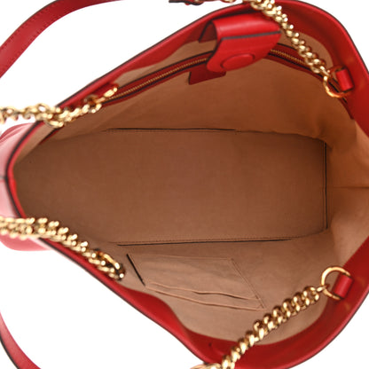 Gucci Apollo Calfskin GG Dadini Embroidered Chain Shoulder Tote Hibiscus Red 5 of 8