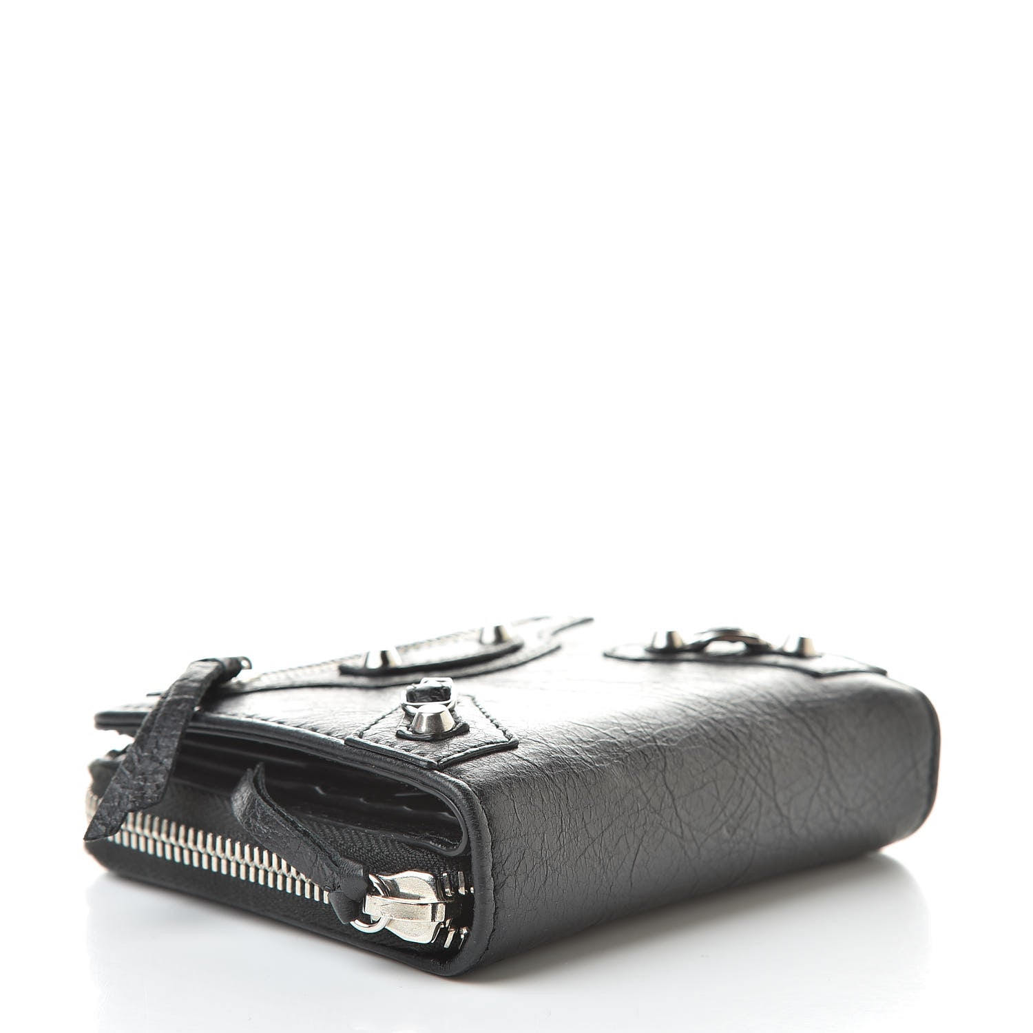 Balenciaga Agneau Classic Silver Hardware Compact Wallet Black 4 of 10