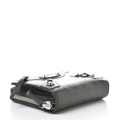 Balenciaga Agneau Classic Silver Hardware Compact Wallet Black 4 of 10