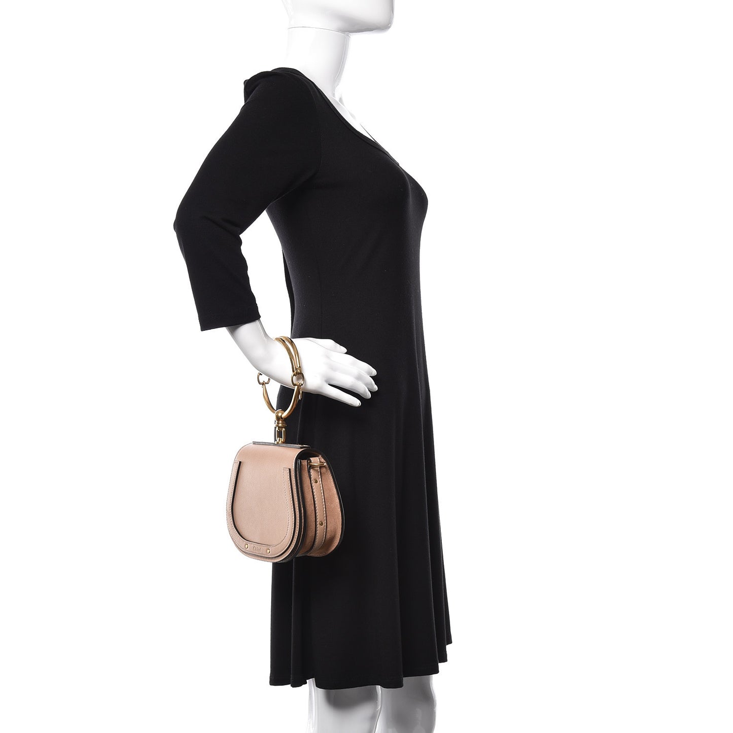 Calfskin Suede Small Nile Bracelet Bag Biscotti Beige