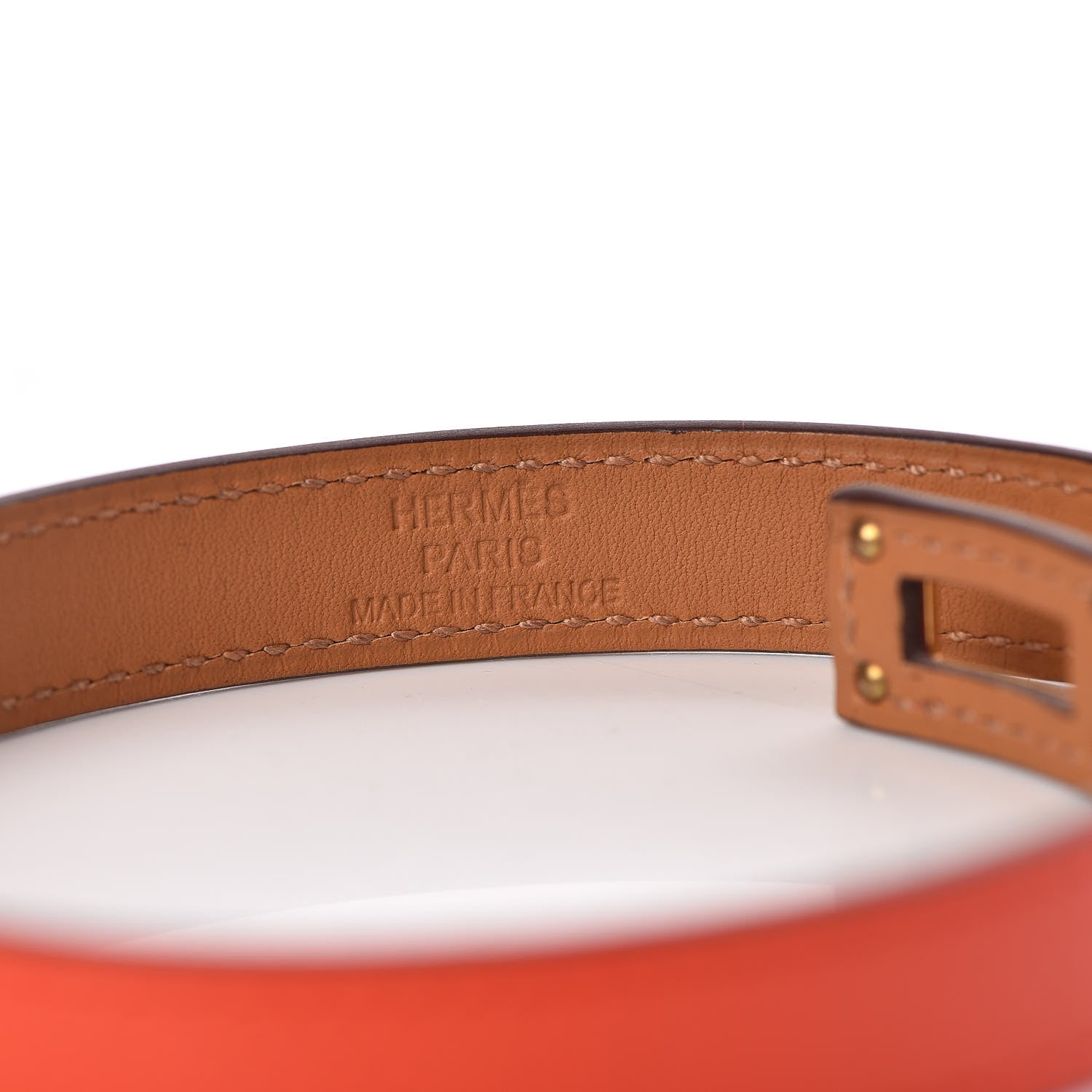 Hermes Epsom Kelly Double Tour Bracelet XS Orange Poppy 5 of 6