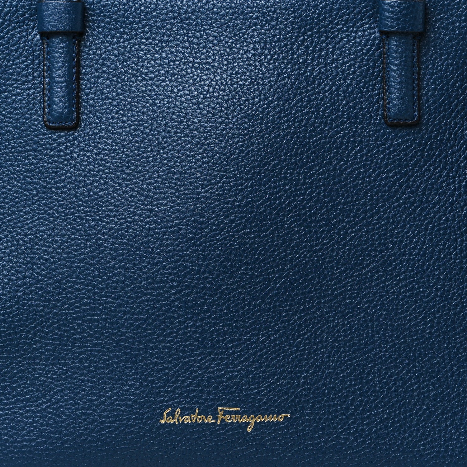 Salvatore Ferragamo Hammered Calfskin Double Handle Medium Amy Tote Blue Beige 7 of 9