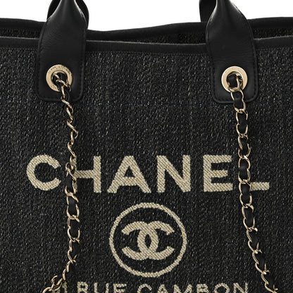 Chanel Denim Small Deauville Tote Dark Blue White 8 of 12