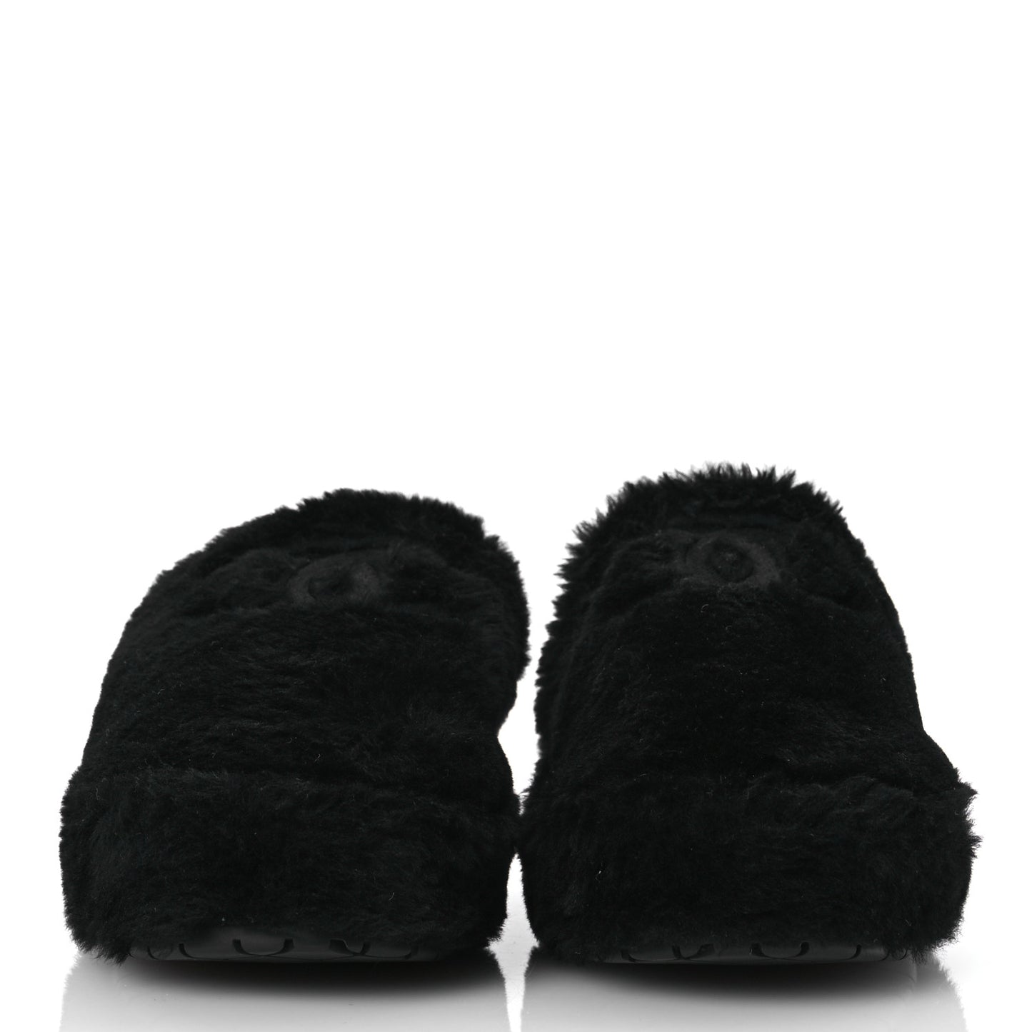 Shearling CC Flat Mules 41 Black