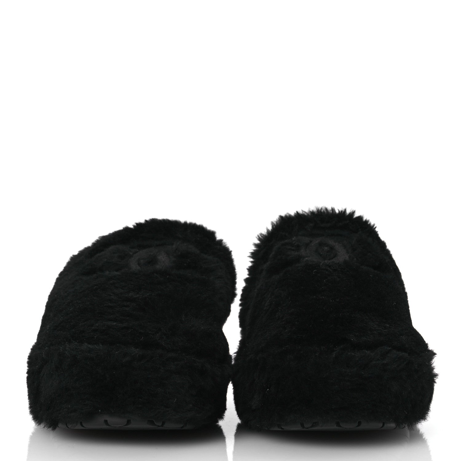Chanel Shearling CC Flat Mules 41 Black 3 of 17
