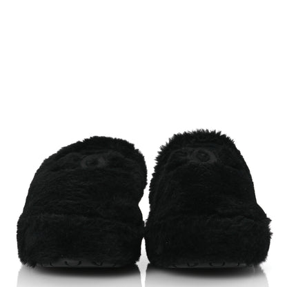 Chanel Shearling CC Flat Mules 41 Black 3 of 17