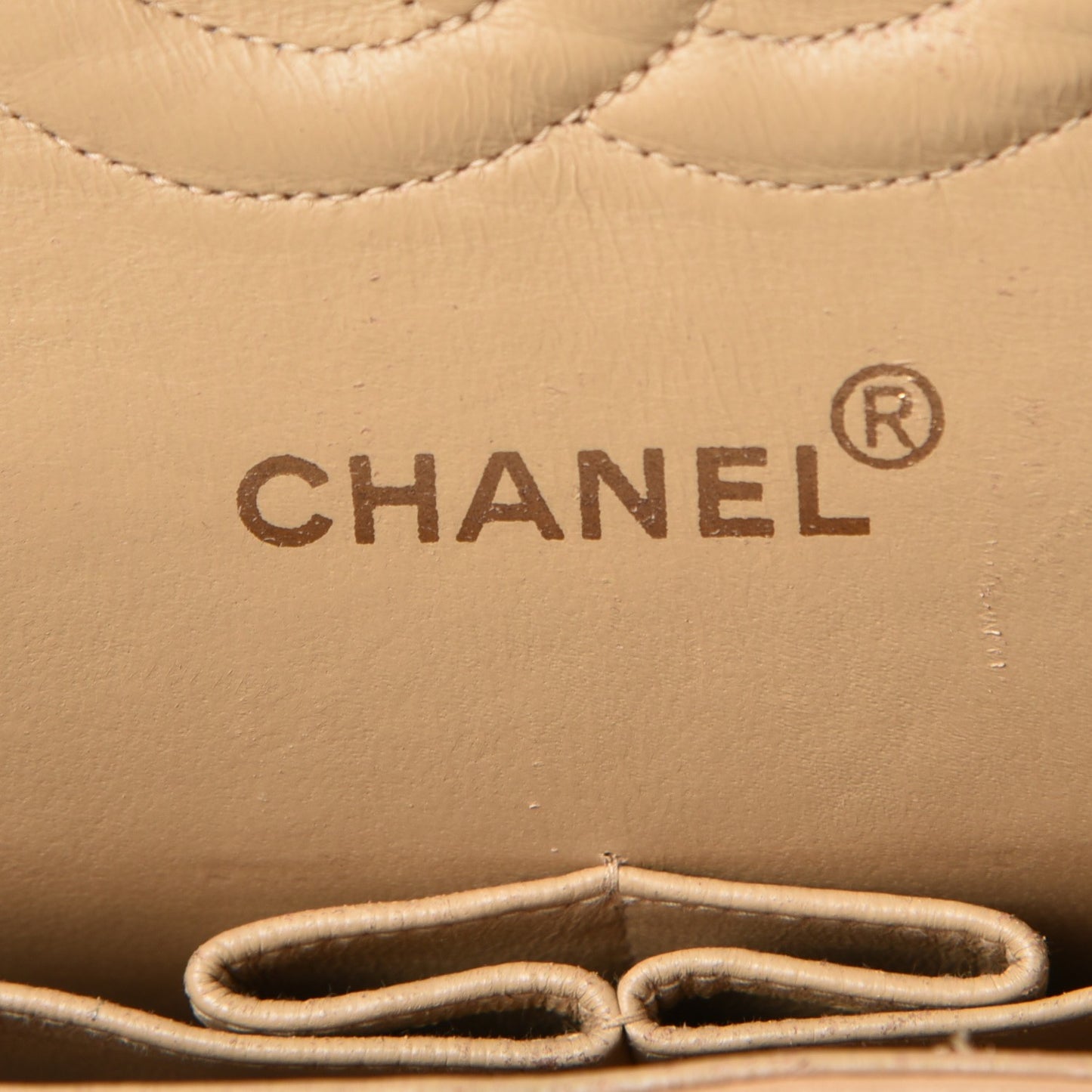 Lambskin Quilted Medium Double Flap Beige