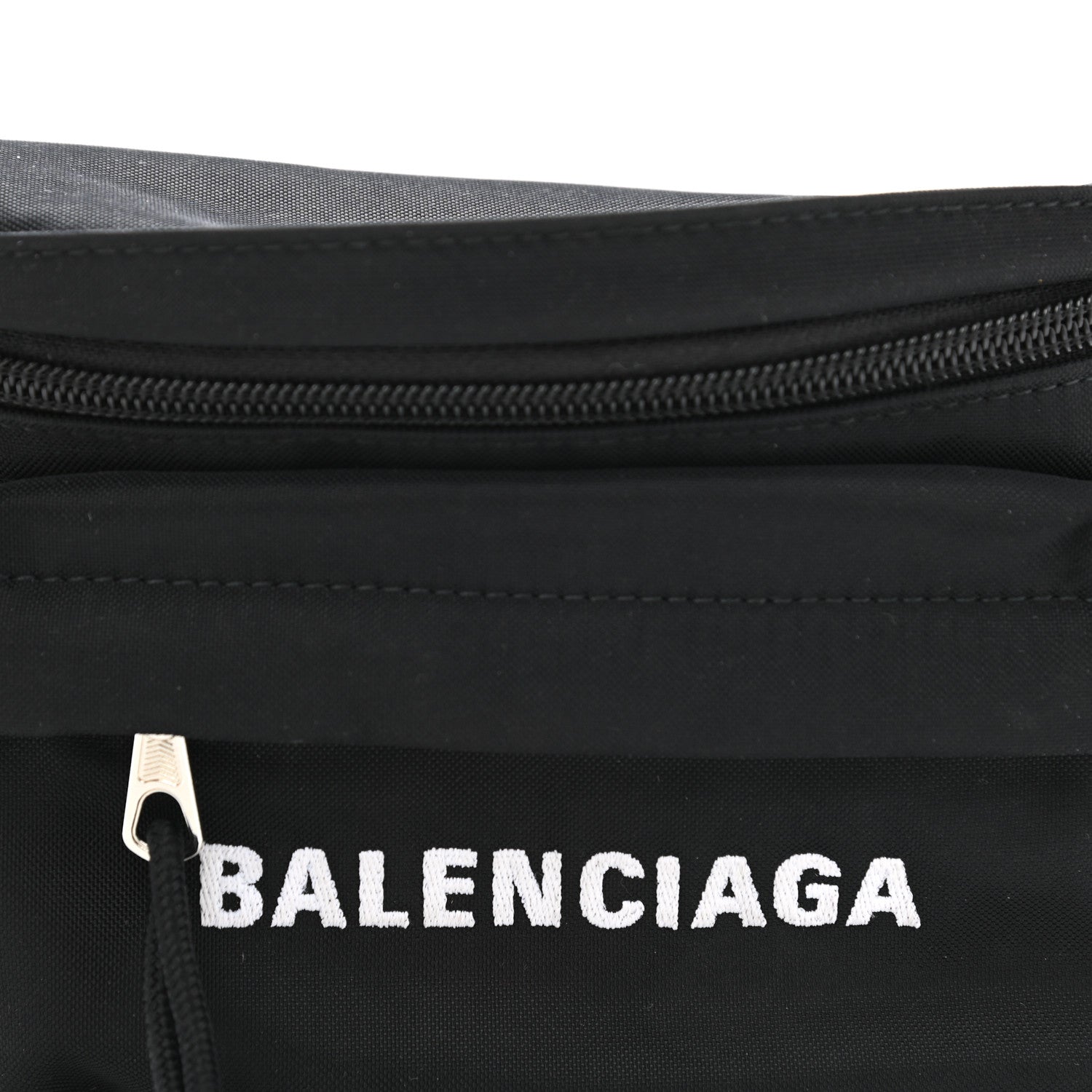 Balenciaga Sport Nylon Logo Embroidered Wheel Belt Bag Black White 9 of 11