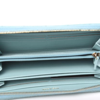 Chanel Caviar Quilted Large Gusset Zip Around Wallet Light Blue 4 of 9