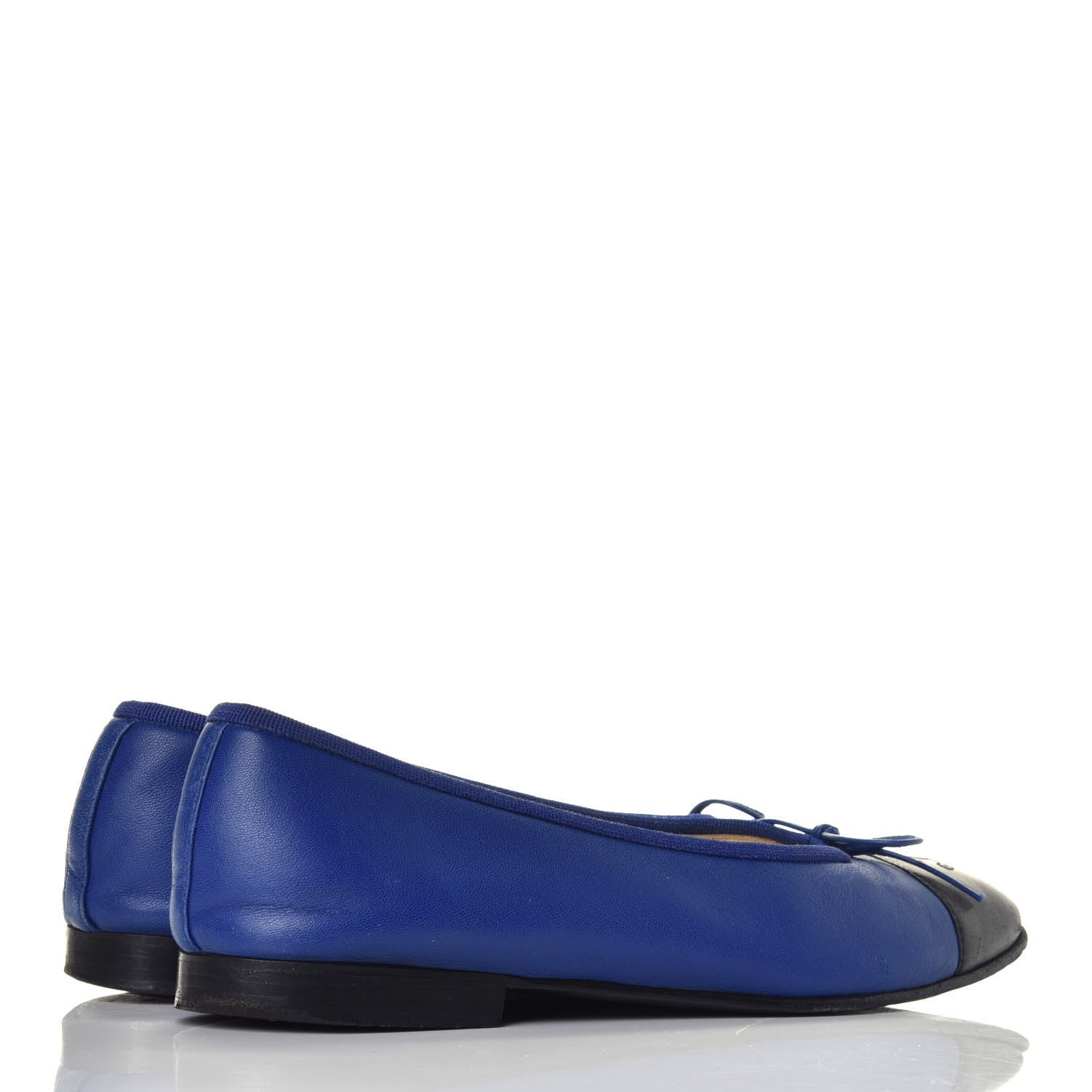 Chanel Lambskin CC Cap Toe Ballerina Flats 38 Blue Black 4 of 7