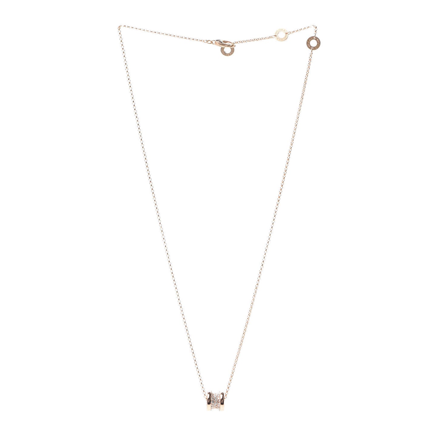 18K Rose Gold Diamond Small B.Zero1 Pave Pendant Necklace