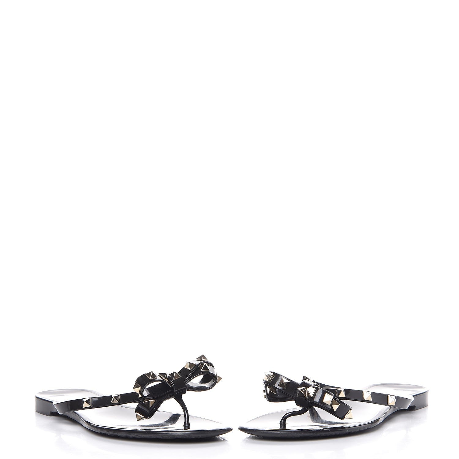 Valentino Garavani PVC Jelly Rockstud Bow Thong Sandals 41 Black 6 of 9