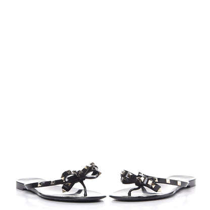 Valentino Garavani PVC Jelly Rockstud Bow Thong Sandals 41 Black 6 of 9