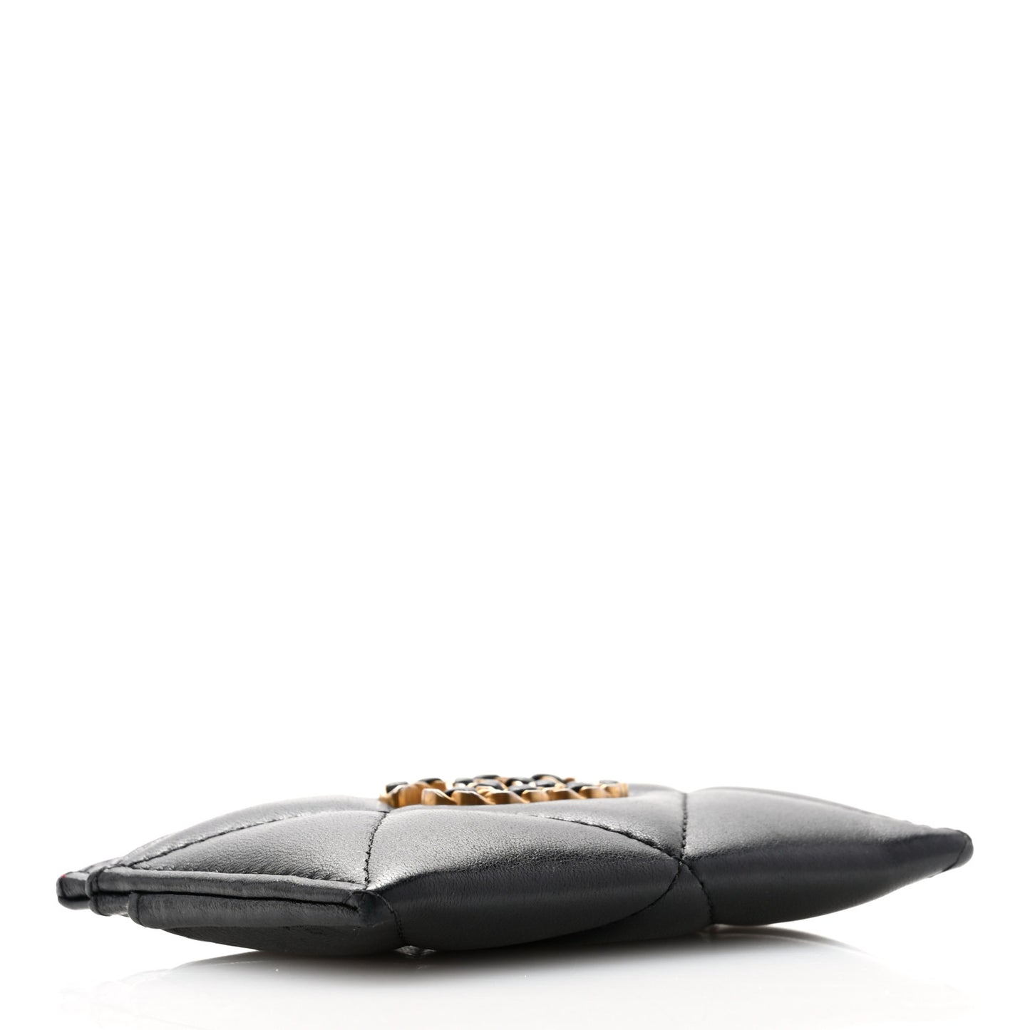 Lambskin Quilted Chanel 19 Card Holder Black