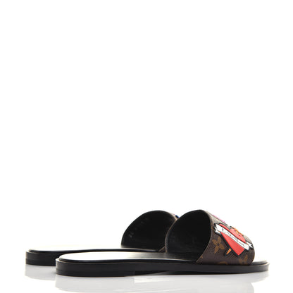 Louis Vuitton Patent Calfskin Monogram LV Black Heart Flat Mules 39 Cacao 4 of 9