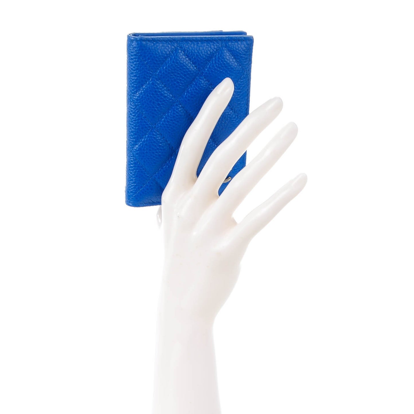 Caviar Quilted Card Holder Blue