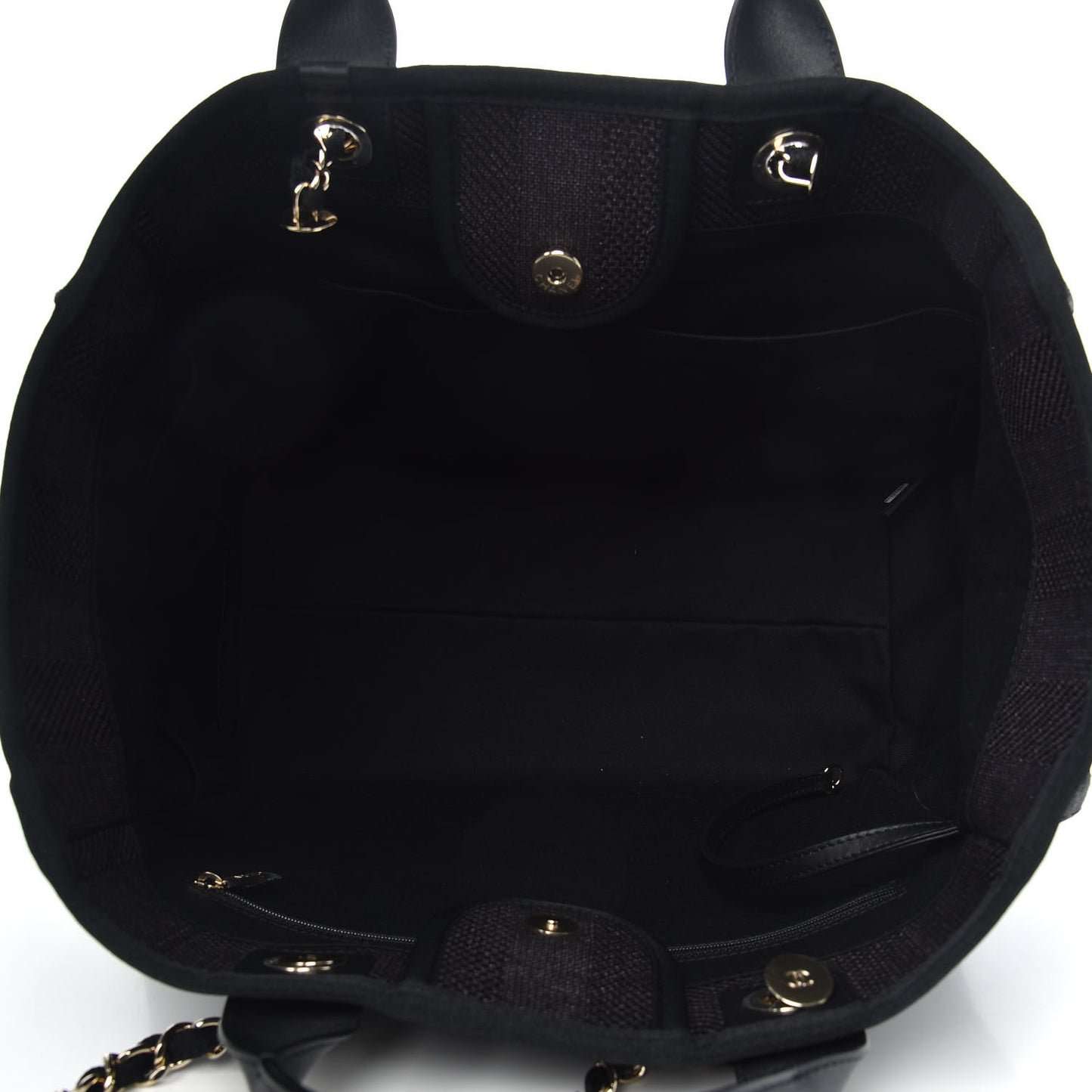 Mixed Fibers Calfskin Striped Medium Deauville Tote Black