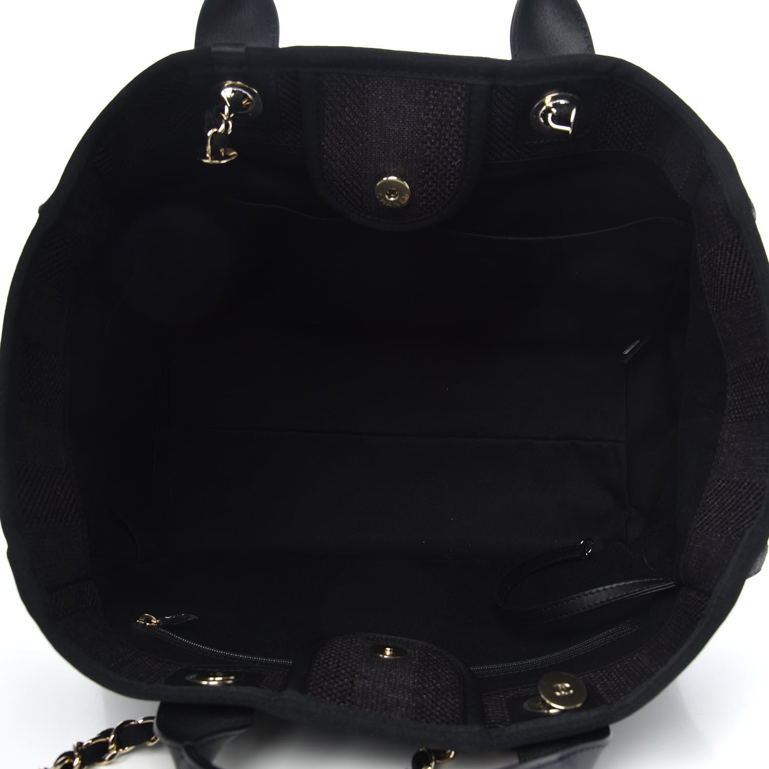 Chanel Mixed Fibers Calfskin Striped Medium Deauville Tote Black 5 of 9