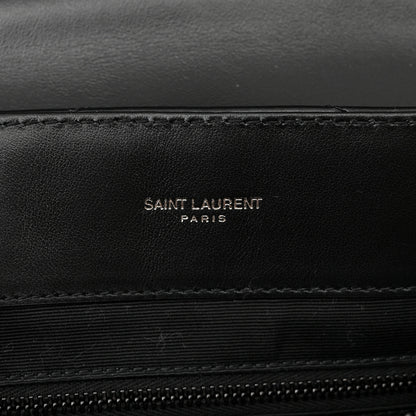Saint Laurent Calfskin Y Quilted Monogram Monochrome Large Loulou Chain Satchel Black 6 of 11