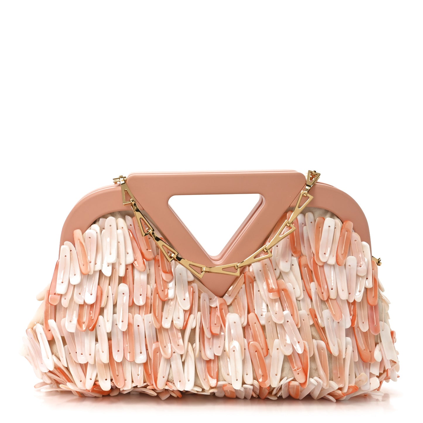 Seashell Embellished The Point Triangle Bag Peachy White