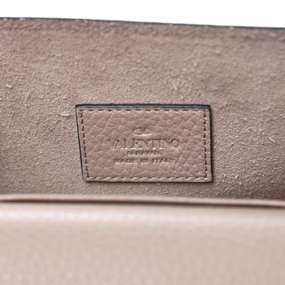 Pebbled Calfskin Rockstud Envelope Wallet on Chain Poudre