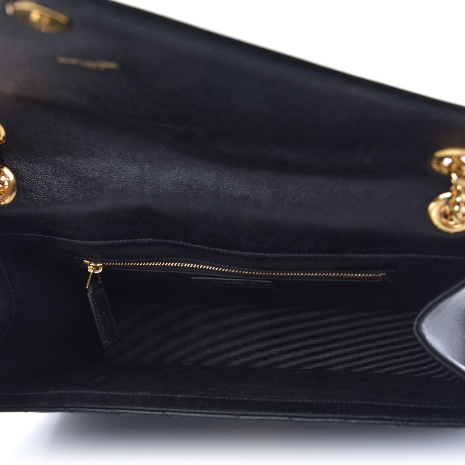 Saint Laurent Grain De Poudre Matelasse Chevron Large Monogram Satchel Black 5 of 10