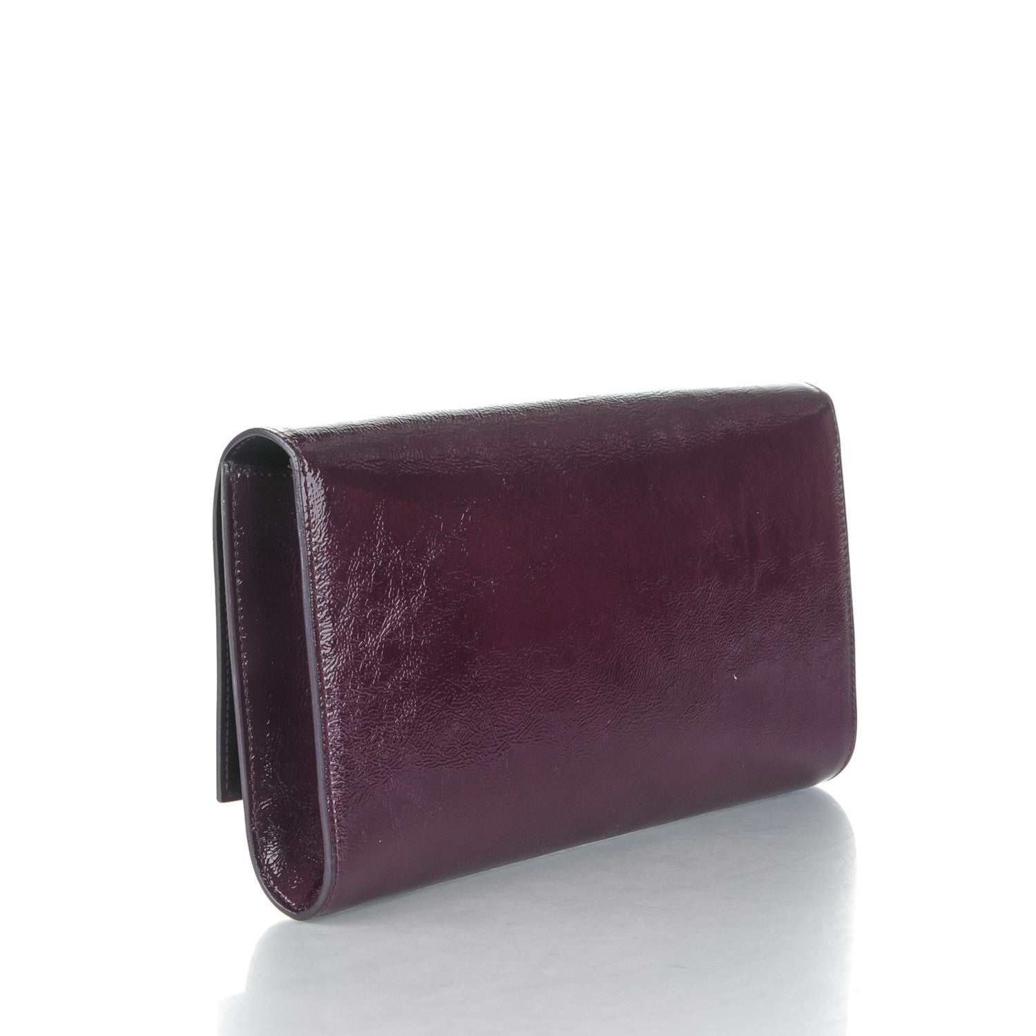 Saint Laurent Textured Patent Monogram Large Belle De Jour Clutch Purple 3 of 7